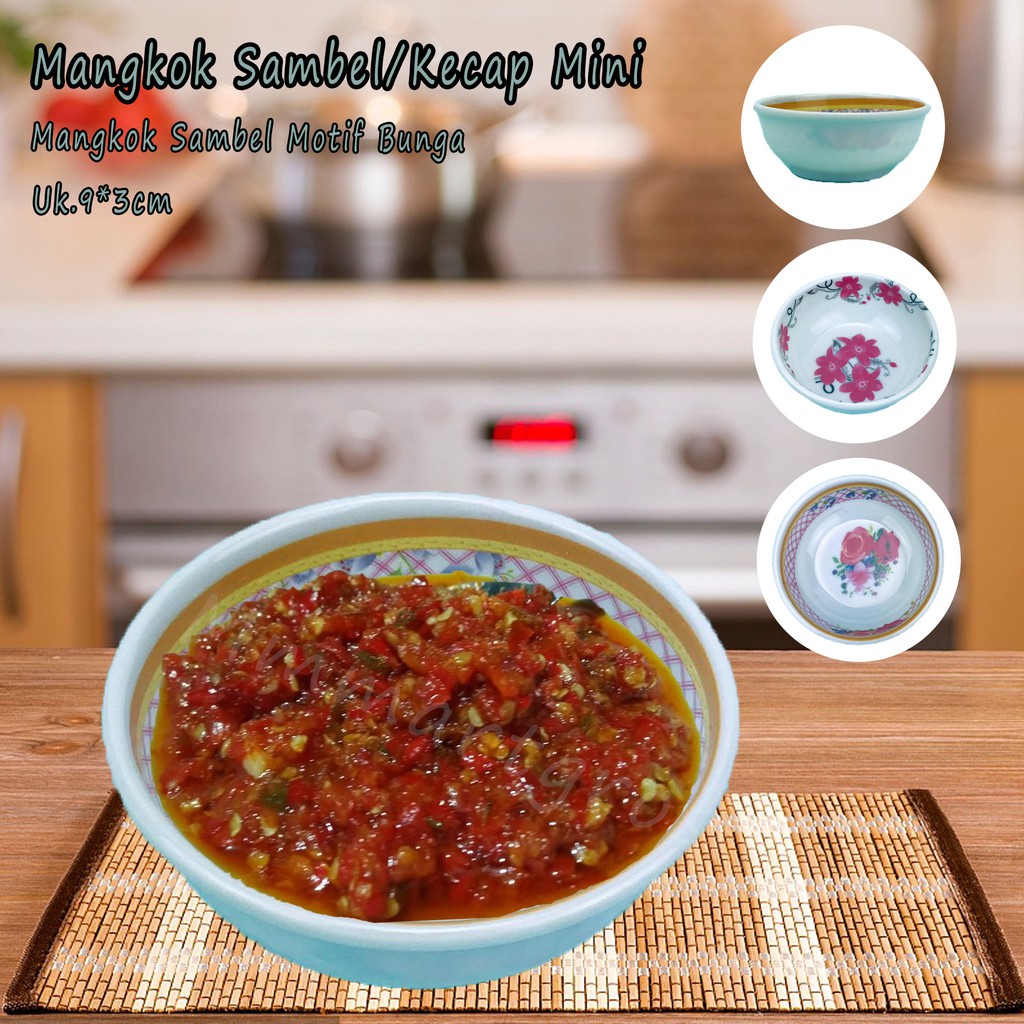 Mangkok Sambel Mini / Mangkok Motif Bunga / 9*3cm