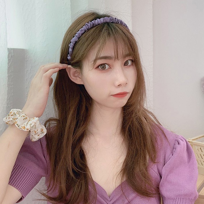 OVERFLOWS.ID Bando Scrunchie Mini Model Kerut Bahan Satin Ala Korea Import Murah Satine Headband
