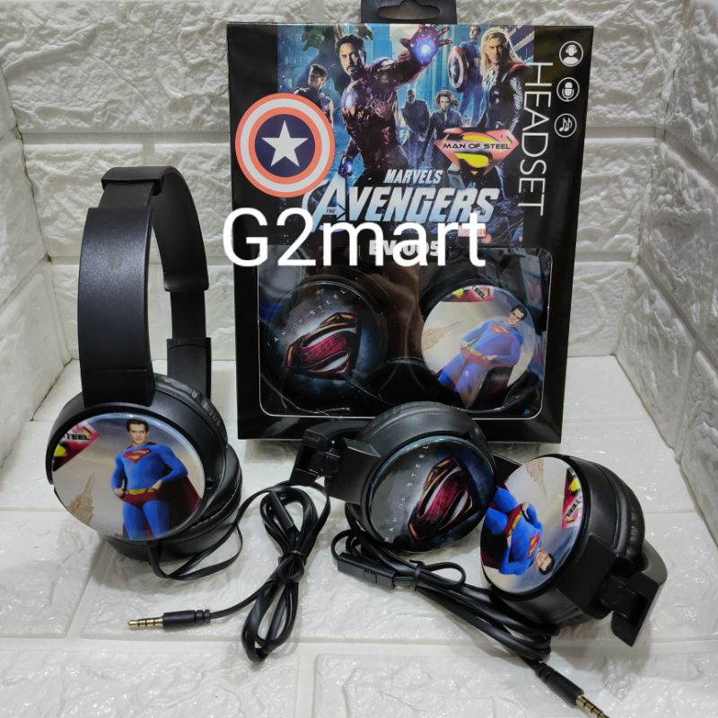 Headphone/Headset SUPERMAN Headset  /  hf bando extra bass karakter super hero