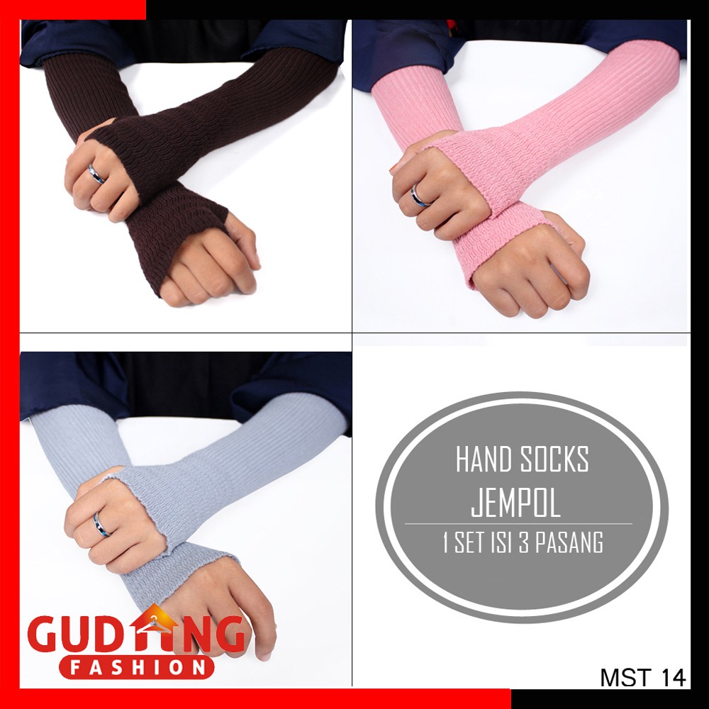 Manset Hand Sock Wanita Polos Rajut Isi 3 Pcs - MST 14