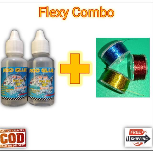 Alat Memancing Aksesoris Pancing Lem Ring Plus Benang Wraping 3 roll Joran Combo Plus