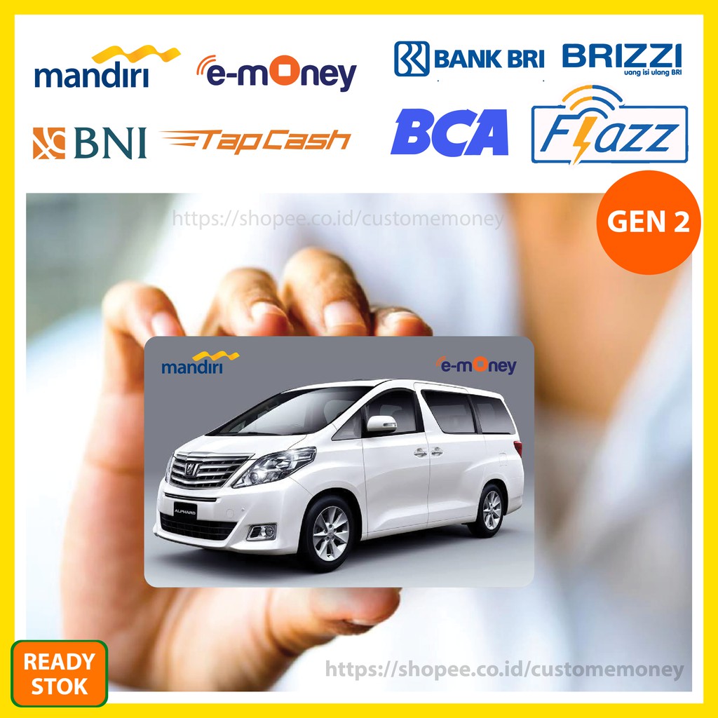 KARTU EMONEY MOBIL SPORT OTOMOTIF 33 ETOLL E-MONEY MANDIRI FLAZZ BCA BNI TAPCASH BRI BRIZZI - 1 SISI