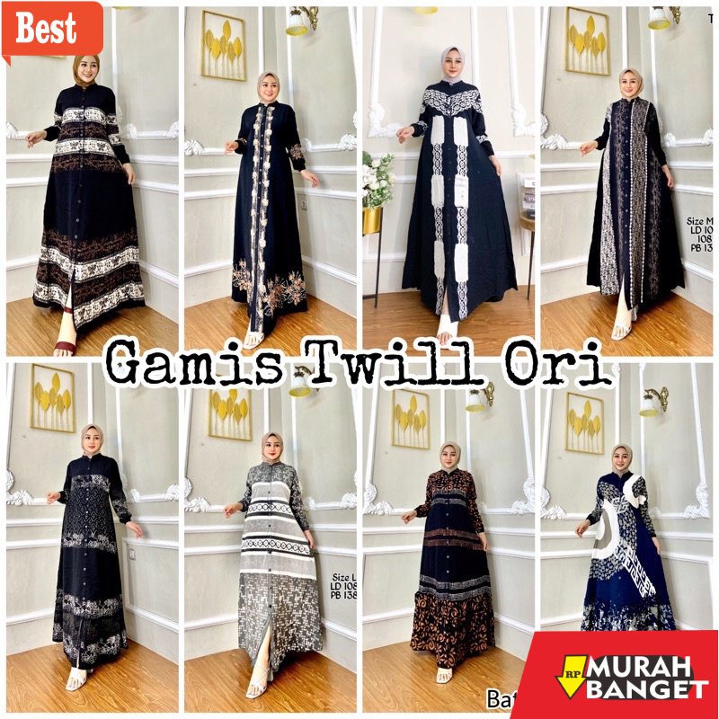 Dress wanita model terbaru- Gamis Twill Ori Pekalongan Cap Malaman Size M L XL Gamis busui Gamis Kekinian Gamis Syari Gamis muslim