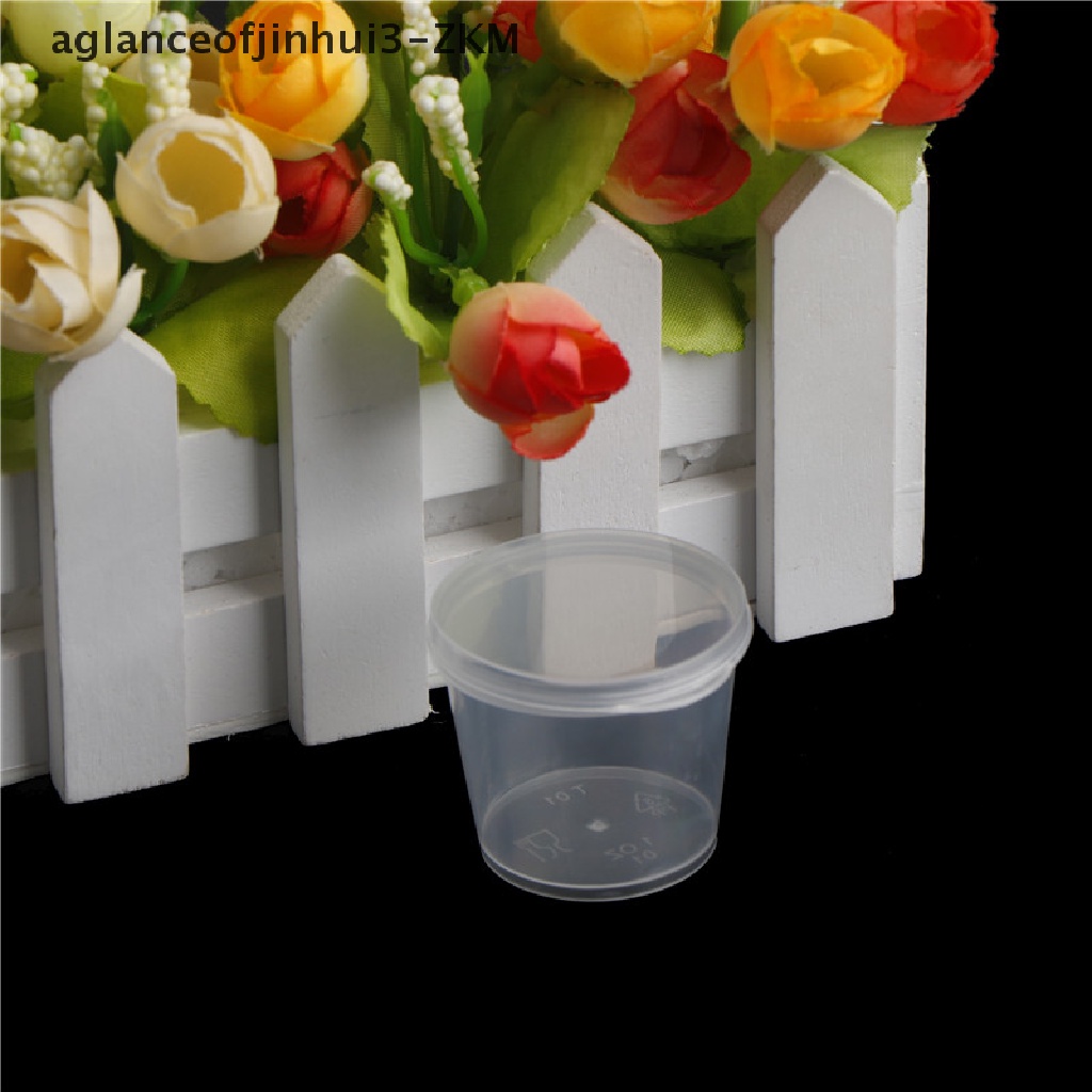 [AGID] 100Pcs Small Plastic Disposable Sauce Cups Food Storage Clear Package Box&amp;Lid [zkm]