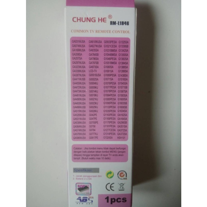 Remot / Remote Tv Lcd/Led Sharp Multi/Universal Chunghe #98