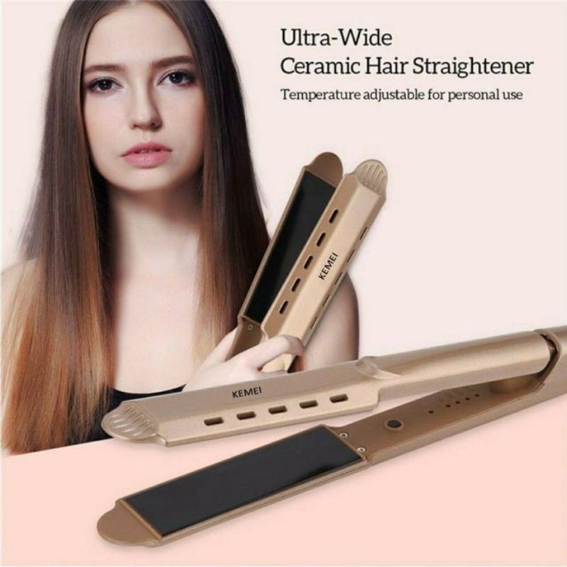 Catok Rambut Lurus Kemei KM-3229 Dengan Pengatur Suhu Catokan Profesional Hair Straightener