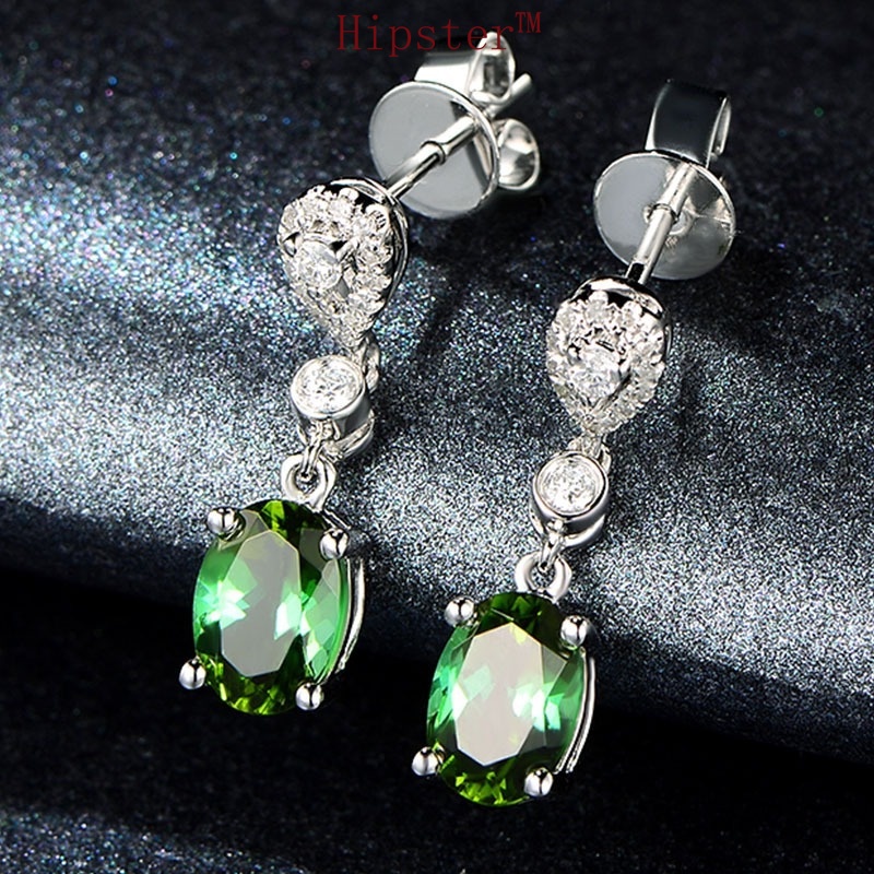 Hot Temperament Entry Lux Diamond Retro Green Crystal Earrings