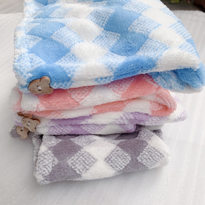 [046] HANDUK KERAMAS (C) ,HANDUK KERAMAS MOTIF KOTAK LUCU KUALITAS PREMIUM