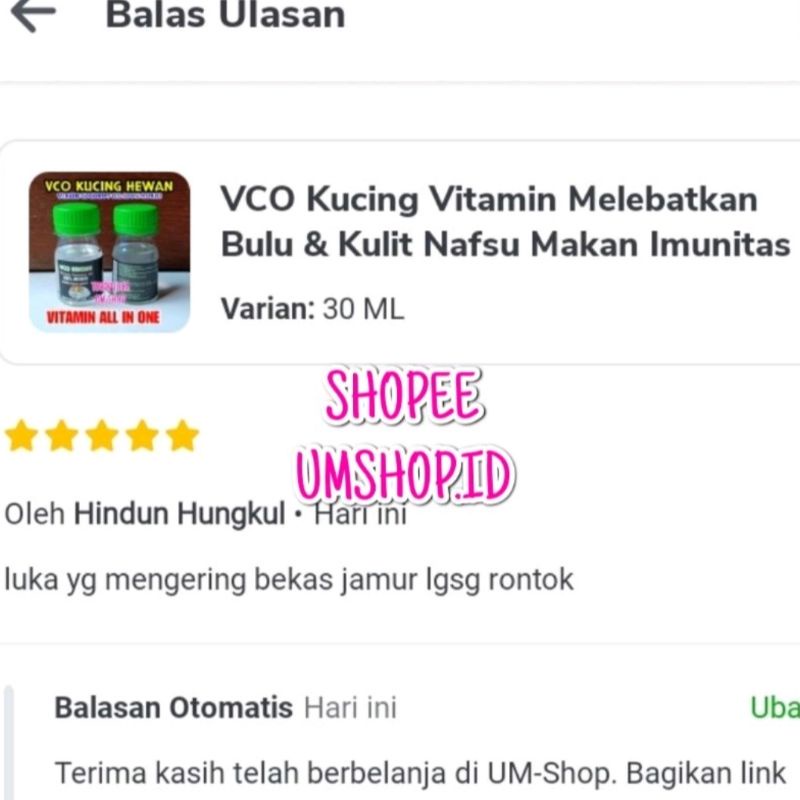 Obat Jamur Scabies Untuk Kucing Anjing Minyak VCO Virgin Coconut