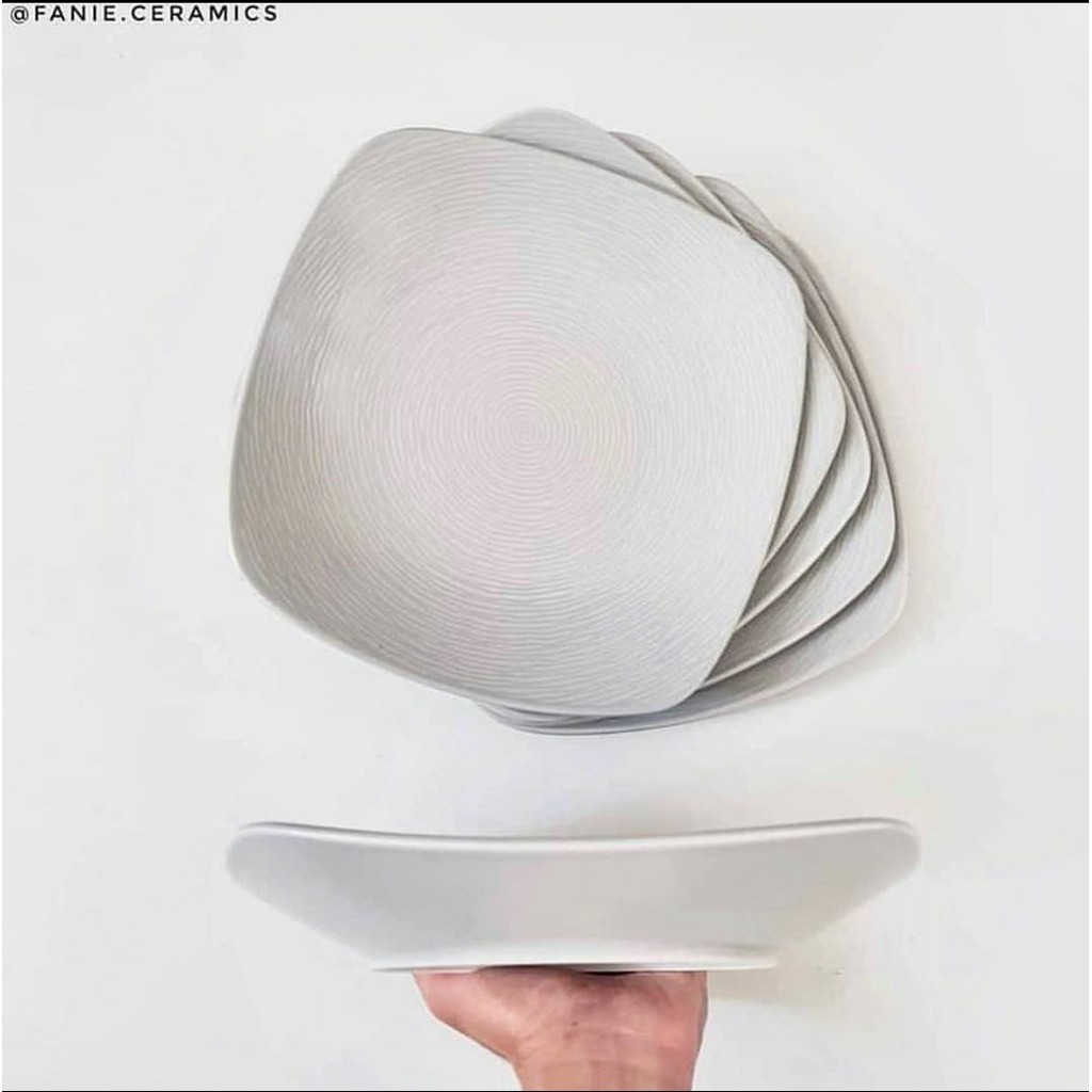 Swirling Grey Salad Plate Set