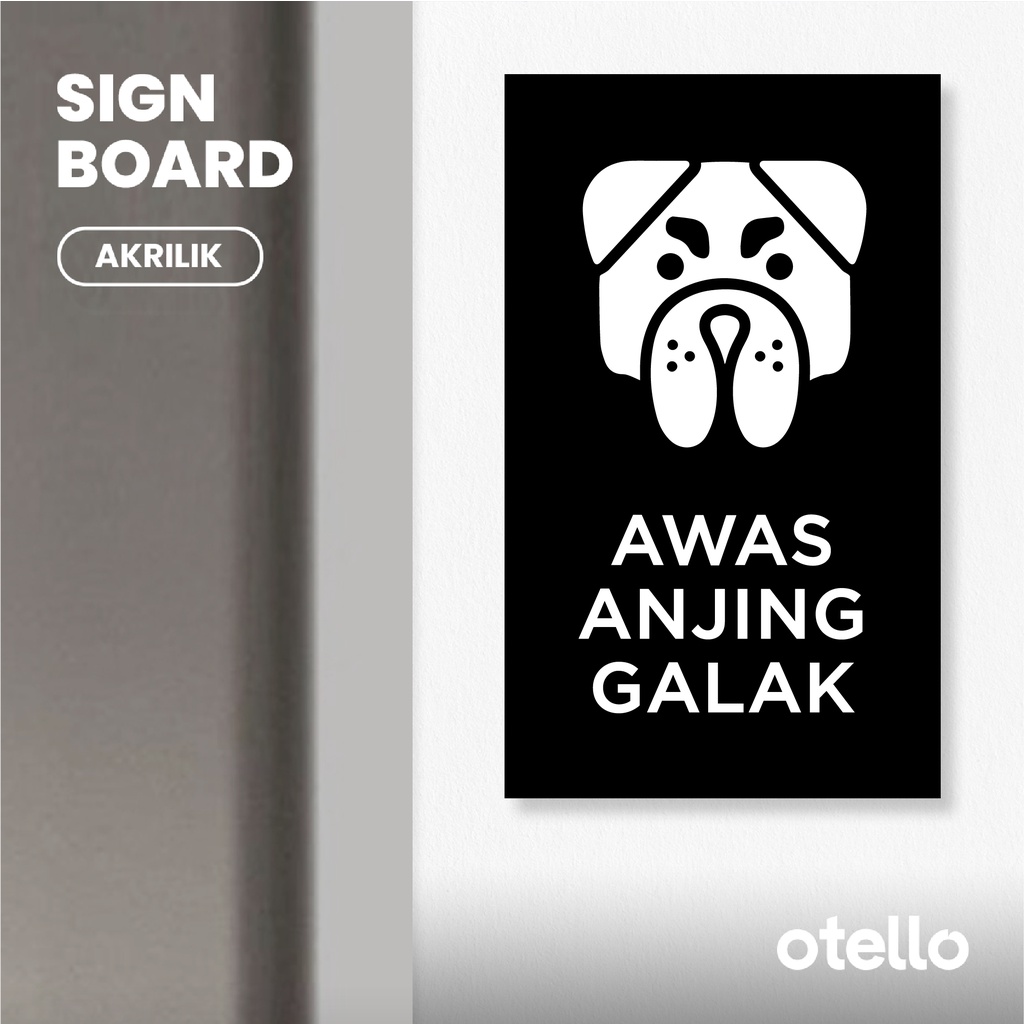 Awas Anjing Galak Sign Akrilik Label Board Tempel Acrylic Papan Tanda Petunjuk Ruangan Rambu Ruang