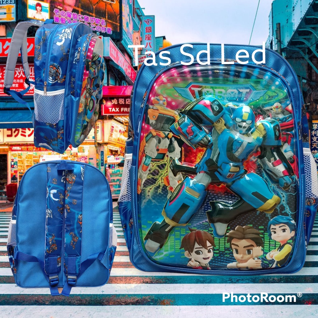 RANSEL SEKOLAH ANAK SD TAS ROBOT LAMPU LED