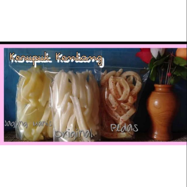 

Krupuk kentang rasa ori ,pedas, jagung