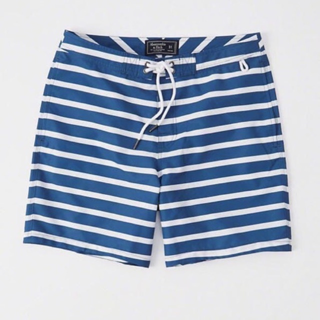 Celana Abercrombie & Fitch Classic Boardshorts Blue Stripes Original