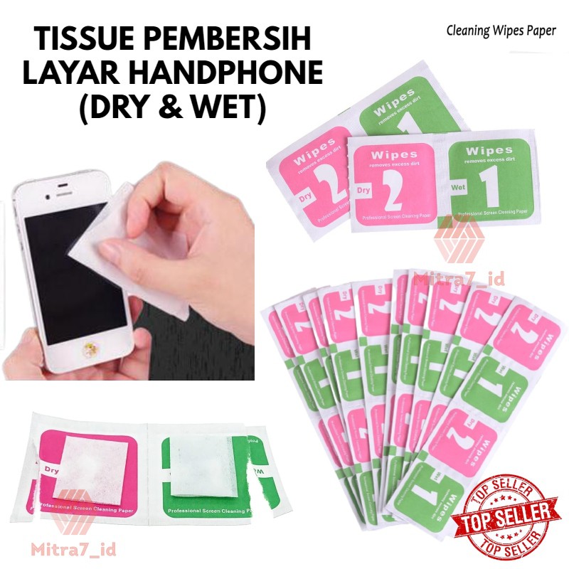 Tissue Wet &amp; Dry Pembersih Layar Hp - Tissue Pembersih Tempered Glass Hp 2 In 1