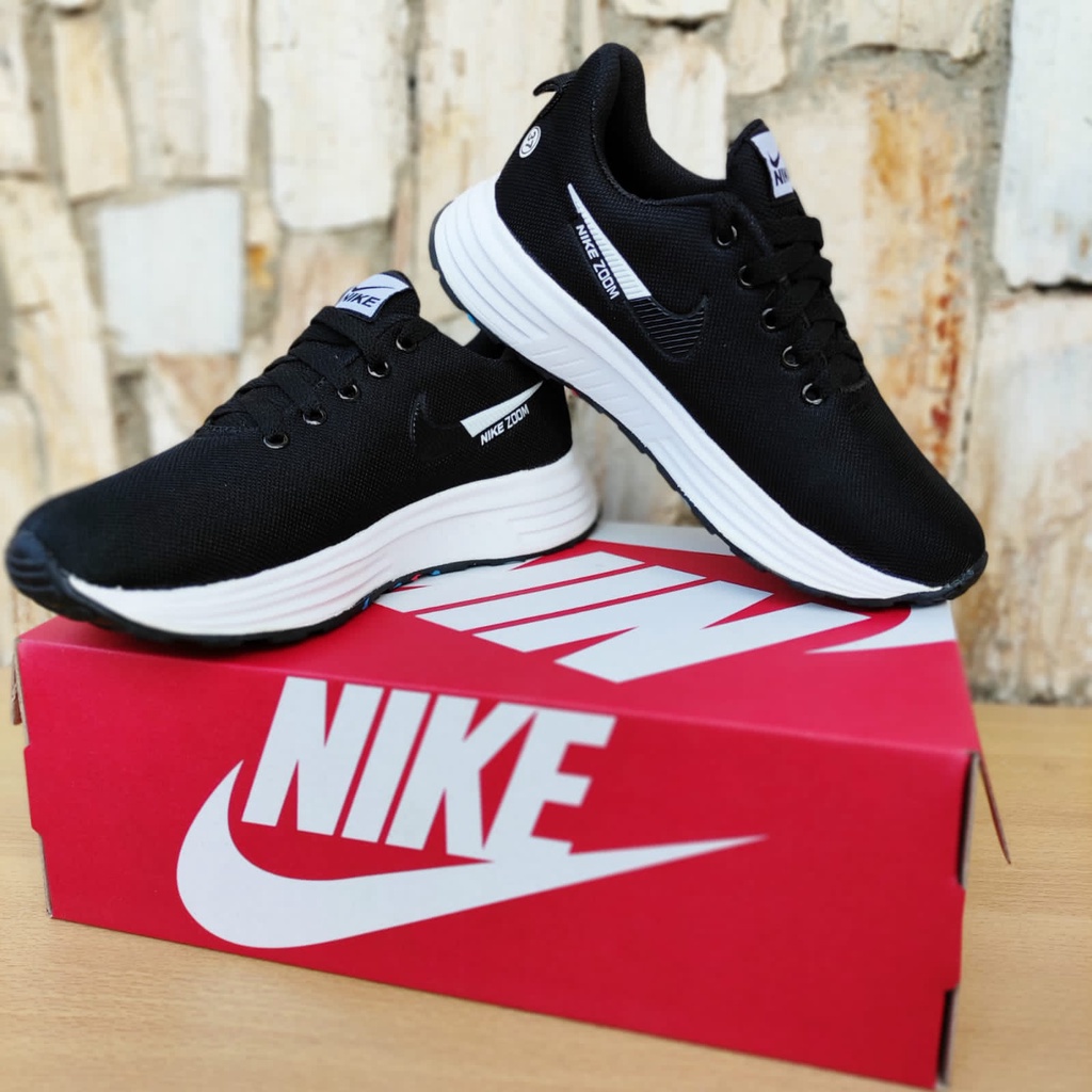 SEPATU NIKE ZOOM ANAKTERBARU HITAM PUTIH / SEPATU SNEAKERS IMPORT SEKOLAH HITAM