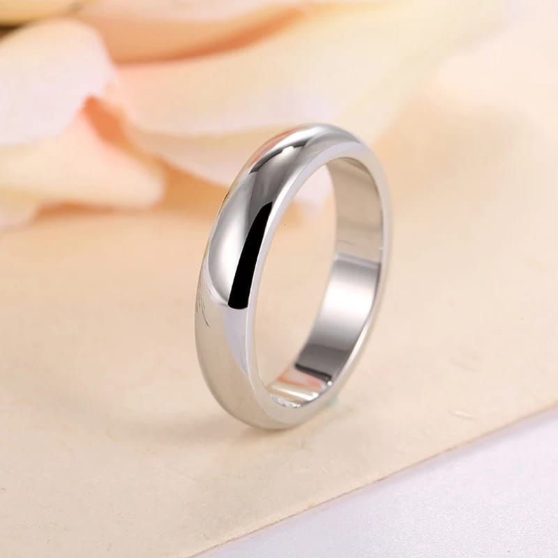 Cincin Putih Polos Cincin Pasangan Pria dan Wanita Silver