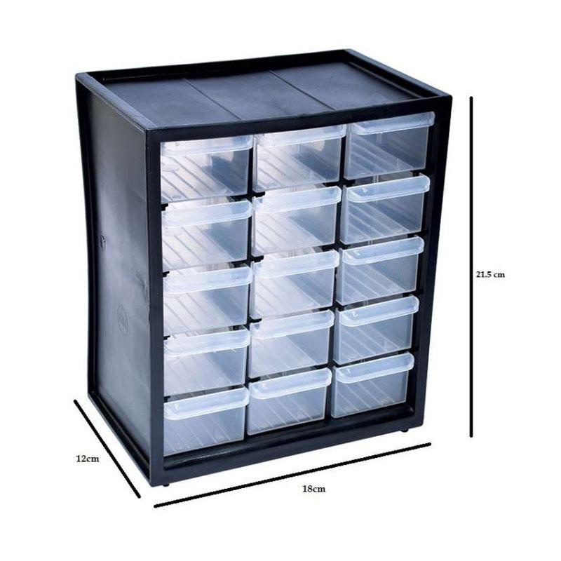 Kenmaster Rak Susun 15 Slot / Slot Drawer Rak Komponen Laci Partisi / Rak Drawer Kotak Susun 15 Slot Part Organizer Laci Sparepart