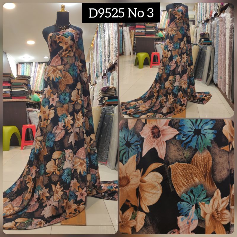 Kain Katun Viscose Motif Bunga Cantik D9525 No 3