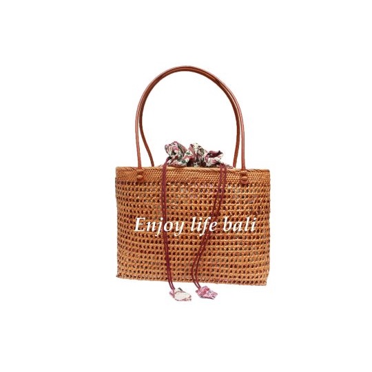 Lady Kerawang Handbag Rattan Ata | Tas Ratan Kain Wanita l Tas Ata Handbag Rotan Handmade Lokal Bali