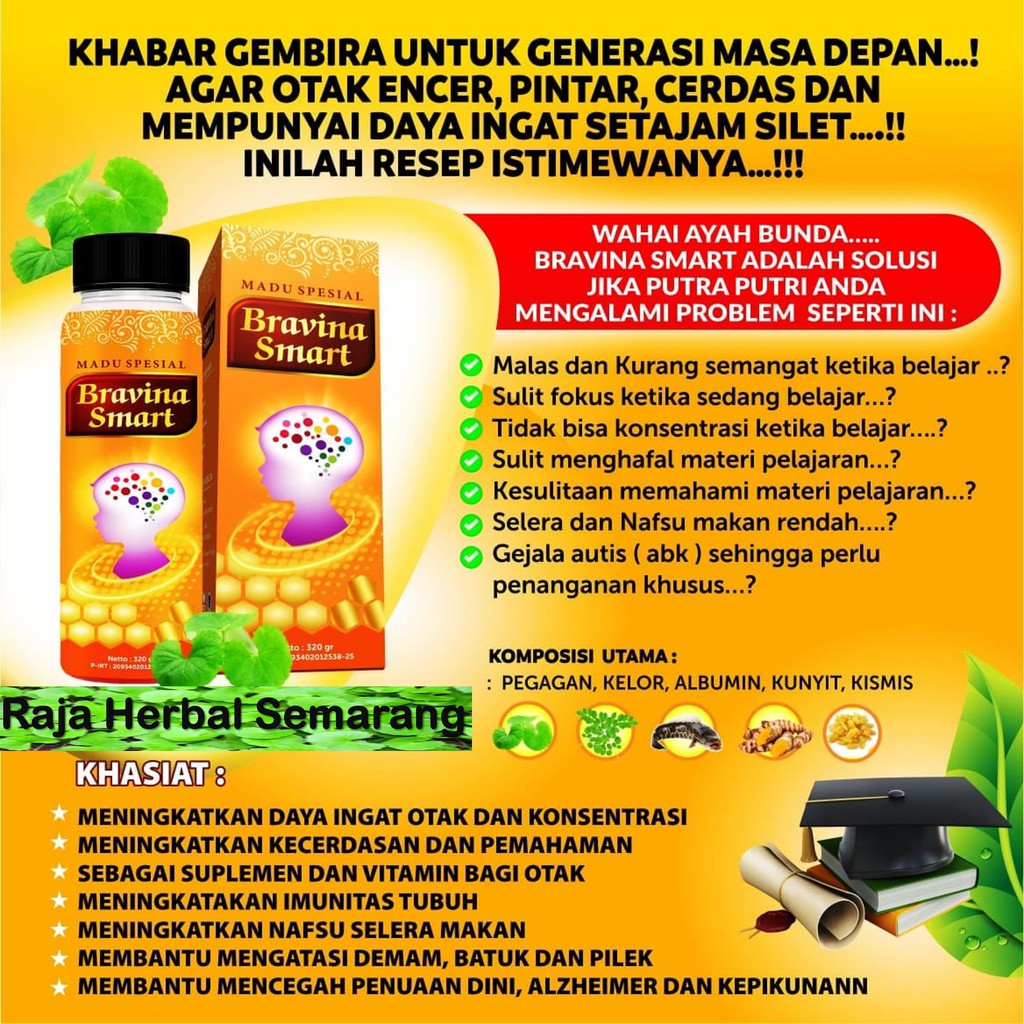 

Madu Spesial Bravina Smart 320 gr, Obat Herbal Alami Untuk Kecerdasan Otak, Anti Pikun Dan Alzheimer