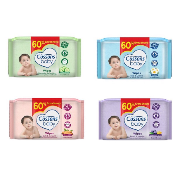 [ 1 Gratis 1 ] Cussons Baby Wipes 50 + 30 sheets Tissue