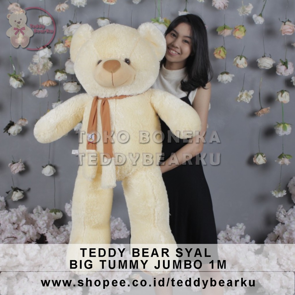 TERMURAH! BONEKA BERUANG TEDDY BEAR BIG TUMMY SYAL JUMBO 1 METER LUCU SUPER BESAR