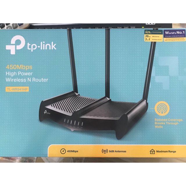 TP-LINK TL-WR941HP N450 High Power Wi-Fi Router 450Mbps at 2.4GHz 1000mw 5P 10/100M 3 9dBi antena