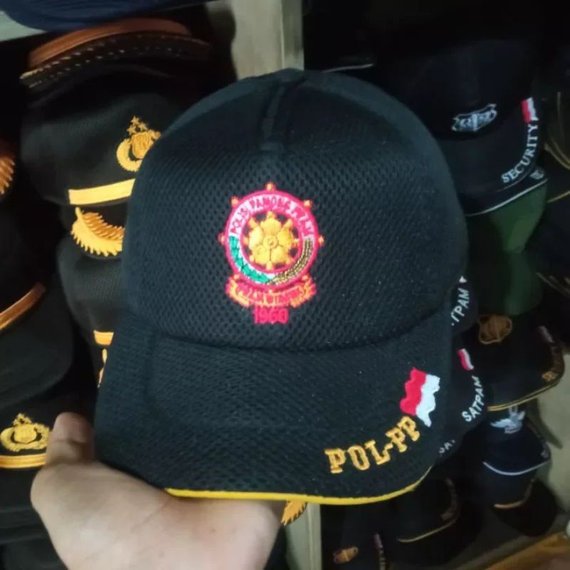 Topi pol PP Topi jaring satpol PP Topi pol PP logo
