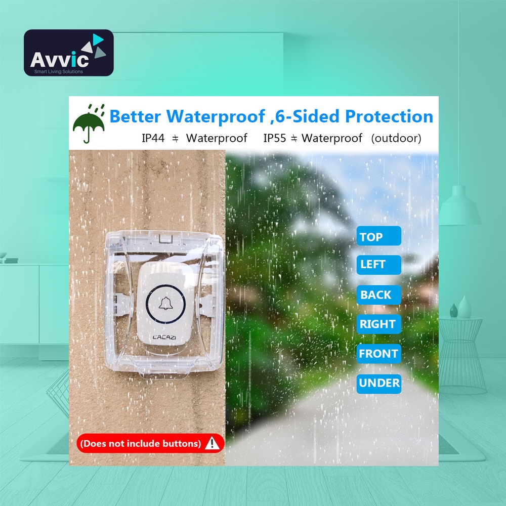 Avvic x Cacazi Pelindung Bel Rumah Waterproof Rain Cover for Wireless Doorbell Full Cover 4 Sisi