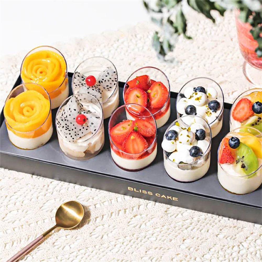 Top 10/20Pcs Dessert Cup Bakeware Transparan Perlengkapan Pesta Mousses