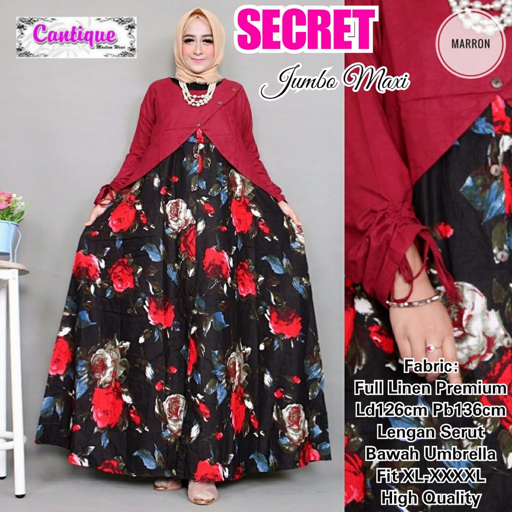 Secret Jumbo Maxy by Cantique | Gamis Linen Jumbo LD 126