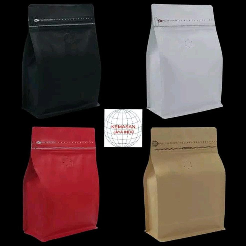 Diskon Kemasan Kopi Flat Bottom Import 300 gr Zipper n Valve. Flat bottom hitam.flat bottom