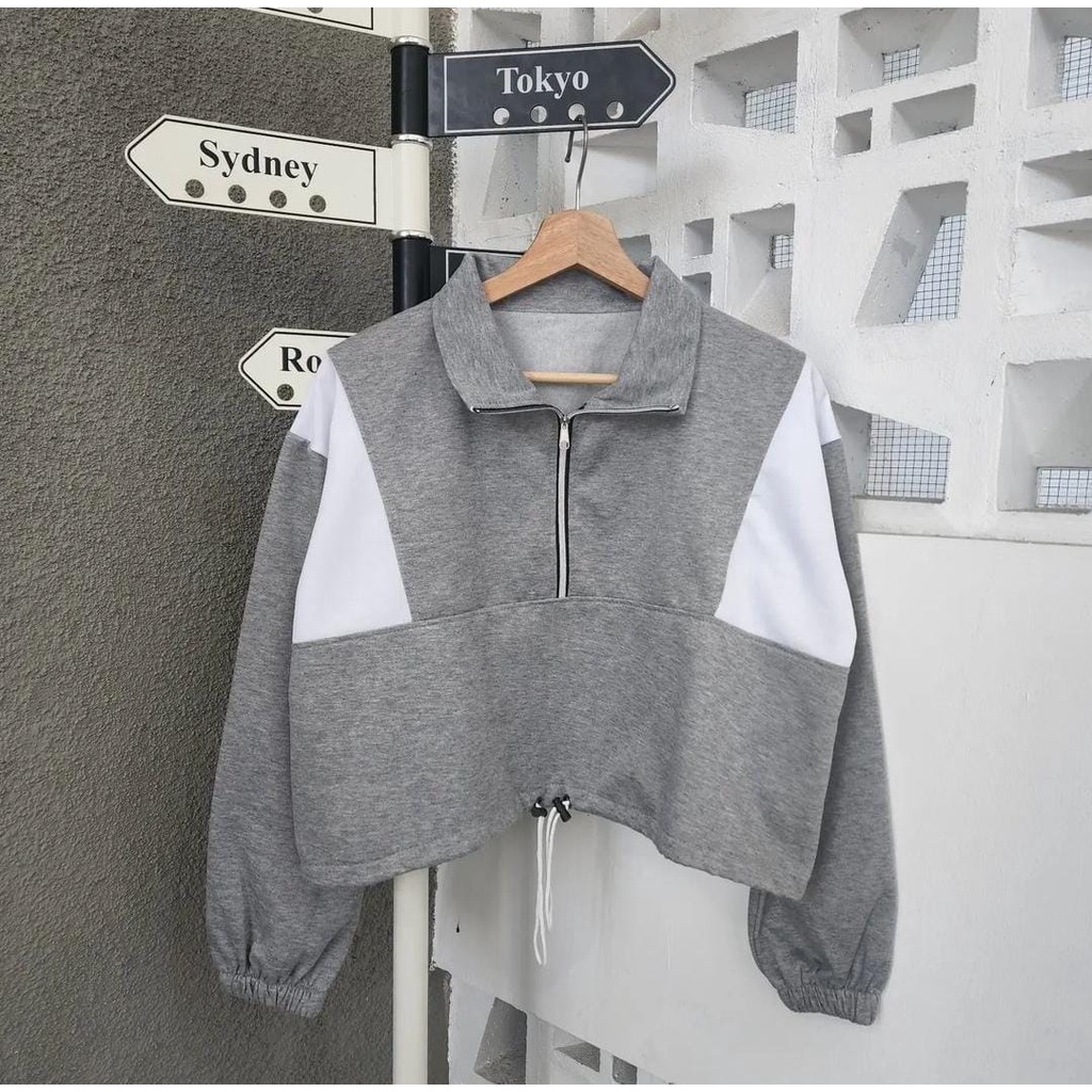 INDIE CROOPE SWEATER ZIPPER KERAH TINGGI (MRF)