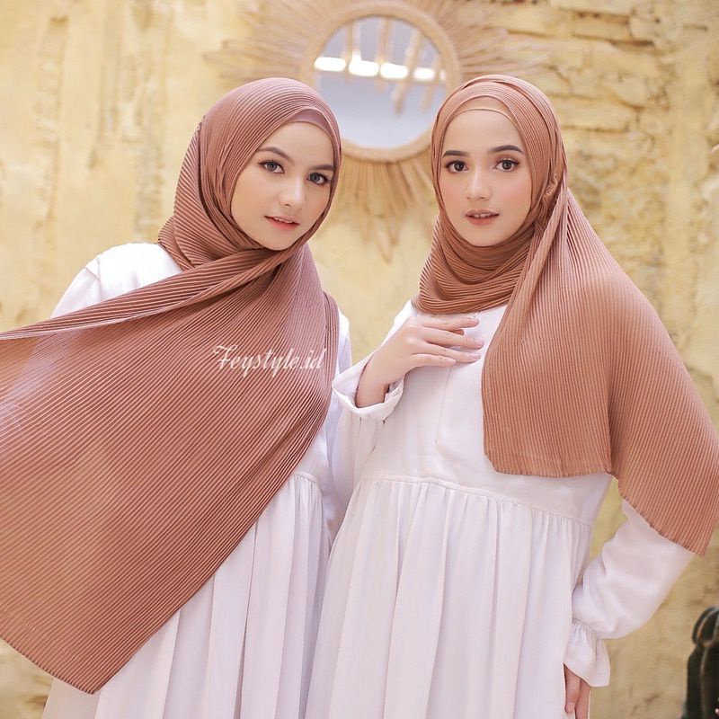 Pashmina Plisket Full Lidi Ceruty Babydoll Pasmina premium Hijab Instant Jilbab