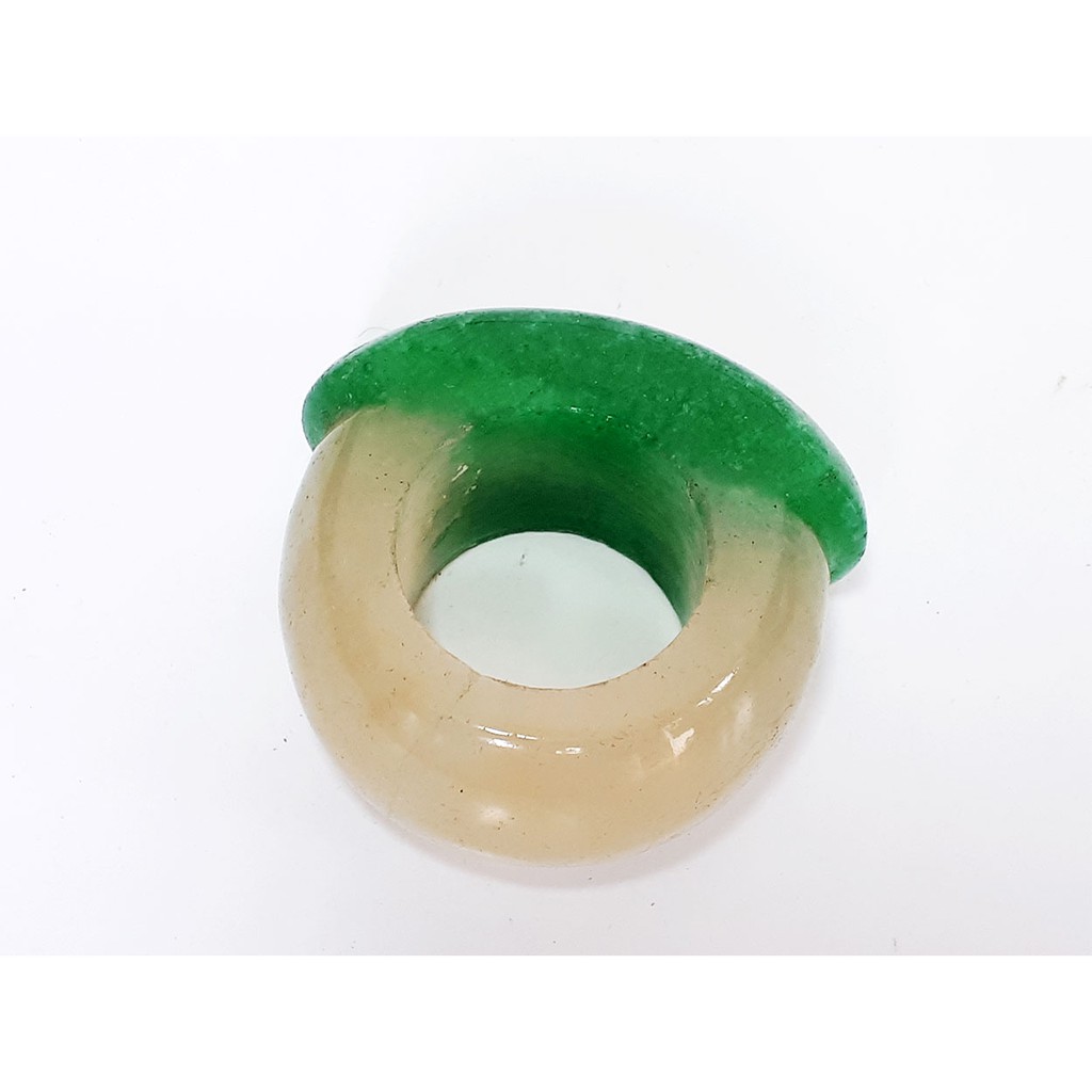 VeE Cincin Pria Wanita Batu Giok Hijau Putih Jumbo - Cincin Jempol Terapi Kesehatan