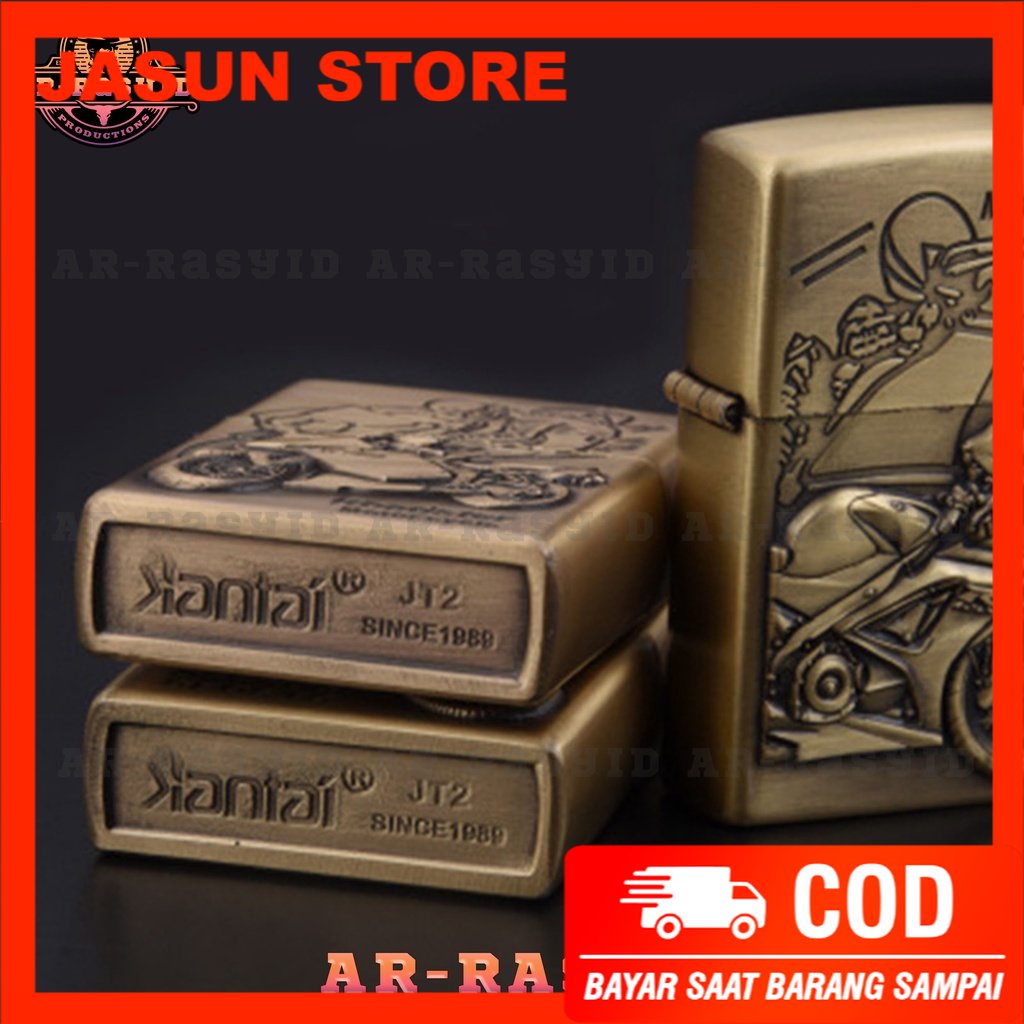 BISA COD! Korek Api Zippo Roda Api Minyak Jiantai Motif Motor JT-6069