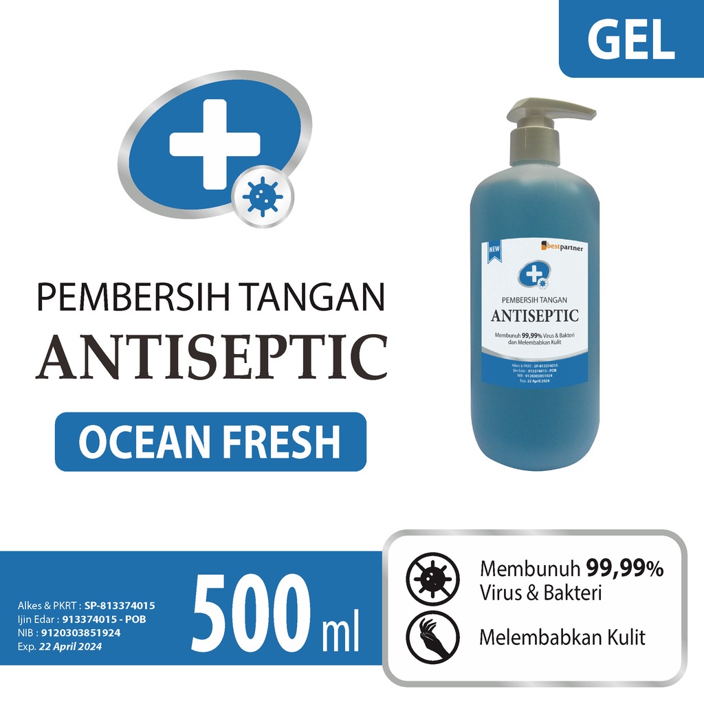 Hand Sanitizer Gel Aromatic 500ml Bottle Pump Aroma Pembersih Tangan Botol Pompa 500 ml Segar Harum Wangi Buah Bunga Fresh Leci Jeruk Lemon Lavender Cherry Blossom Ocean Laut