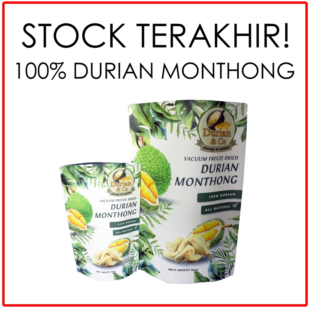 Freeze Dried Durian Monthong 80gr. Snack buah durian kering.