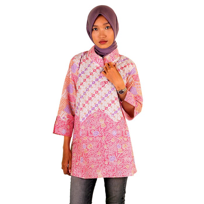 Blouse Muslim Batik I Baju Muslim Batik Wanita I Blouse Kerja Batik Fadya 4