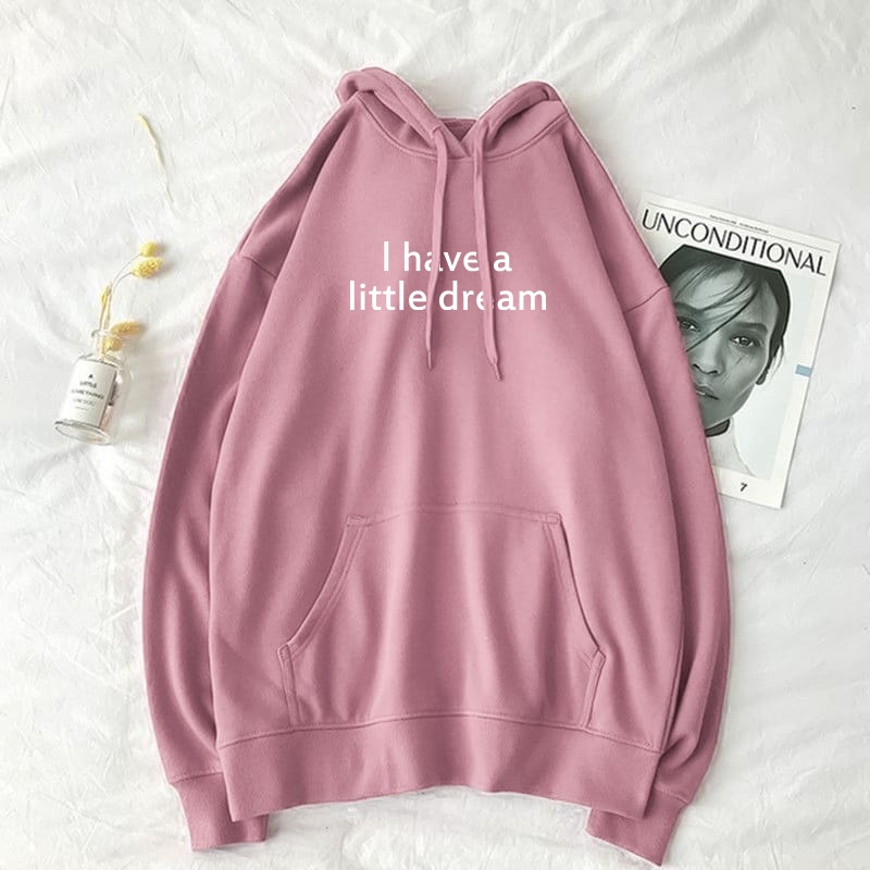 Hoodie Little Dream Outwear Wanita Korean Style Terbaru Bahan Fleece Tebal