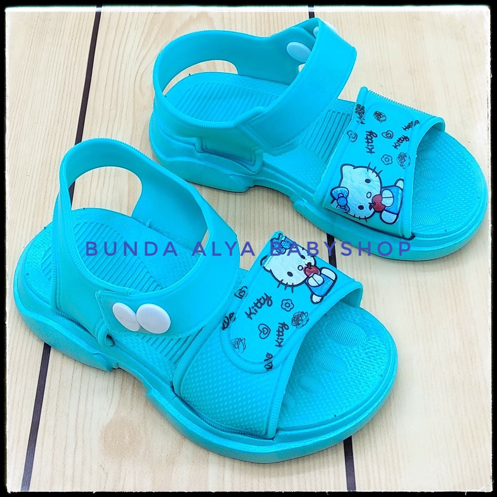 Sendal Anak Perempuan Usia 6 Bulan 1 2 3 4 Tahun Karet Elastis Empuk - Sepatu Sandal Anak Cewek Tali Karet Anti Licin BIRU TOSKA Size 18 - 29