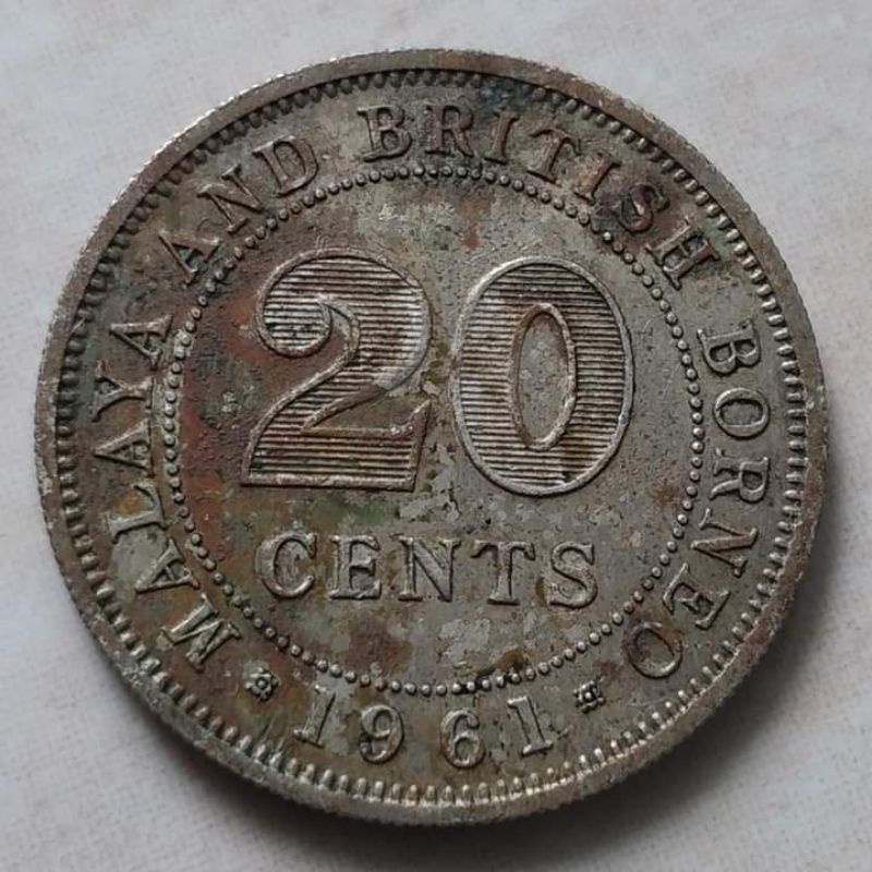 Koin Kuno 20 Cent 1961 Malaya British Borneo