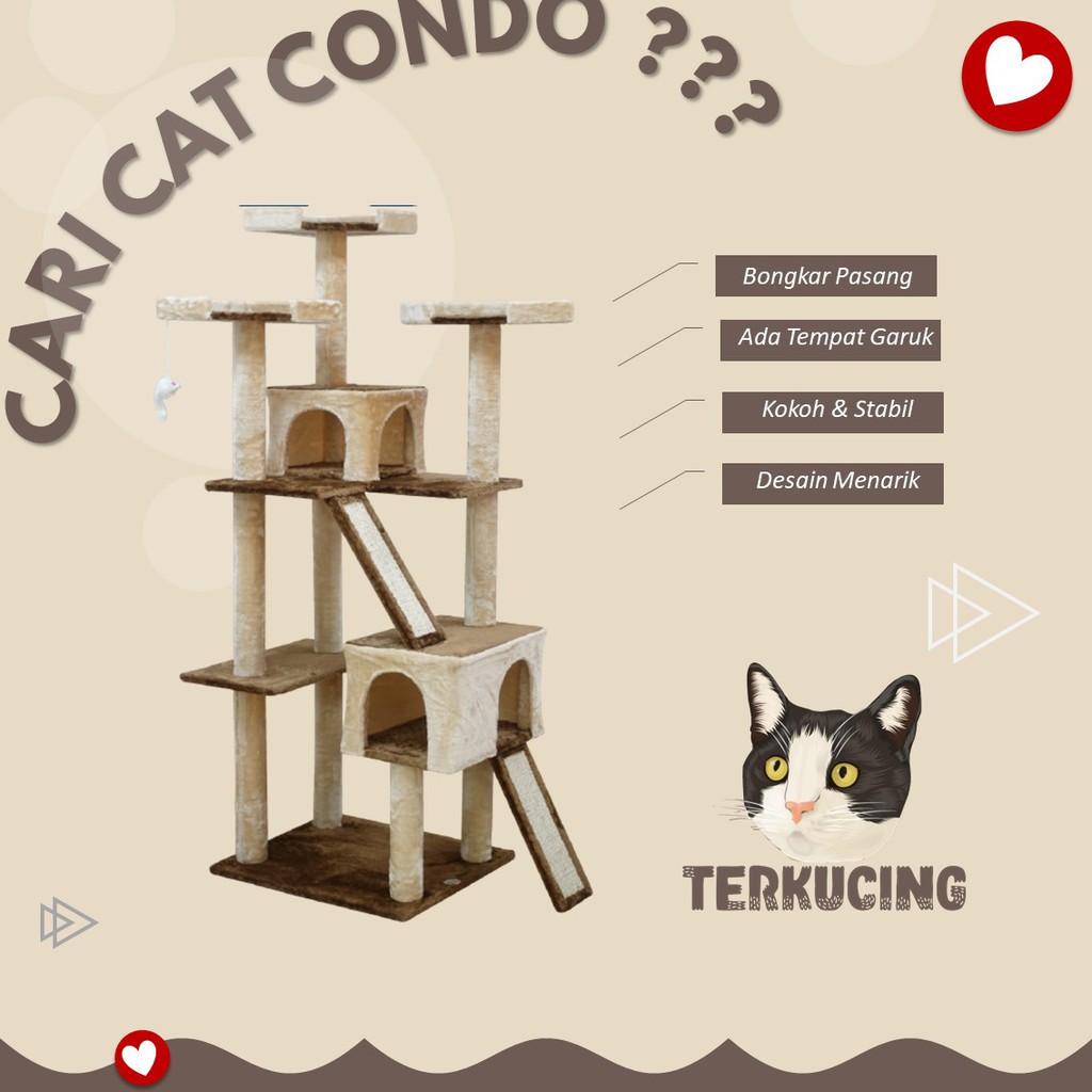 TERKUCING - CAT TREE - KANDANG KUCING TINGKAT - TEMPAT TIDUR 