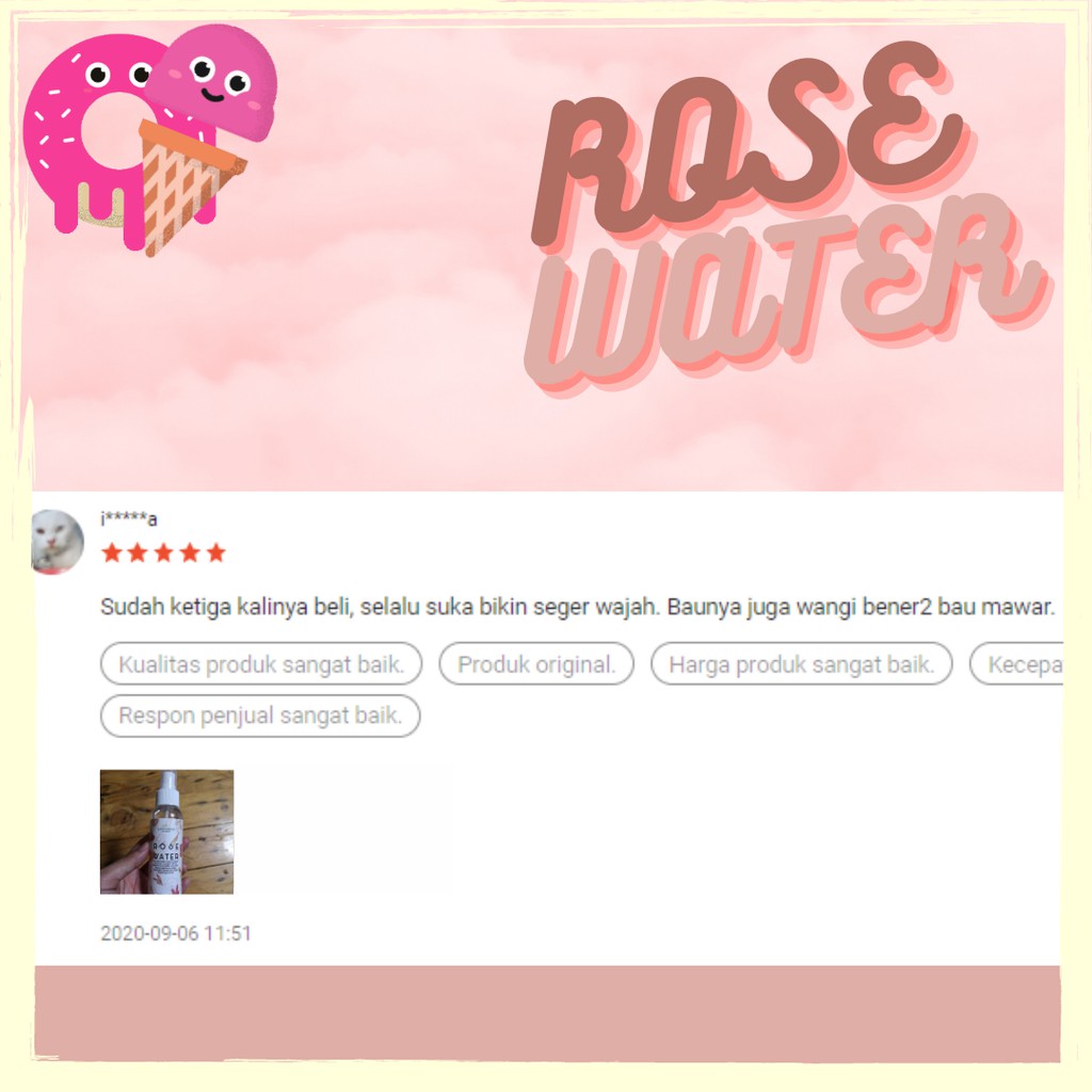 Air Mawar / Rose Water 100ML untuk toner facemist campuran masker glowing mengurangi kemerahan acnes