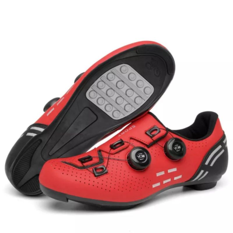 Sport Sepatu Sepeda Non Cleat Bicycle Shoes Non Cleats Sepatu Sepeda Gowes 2 BOA Red