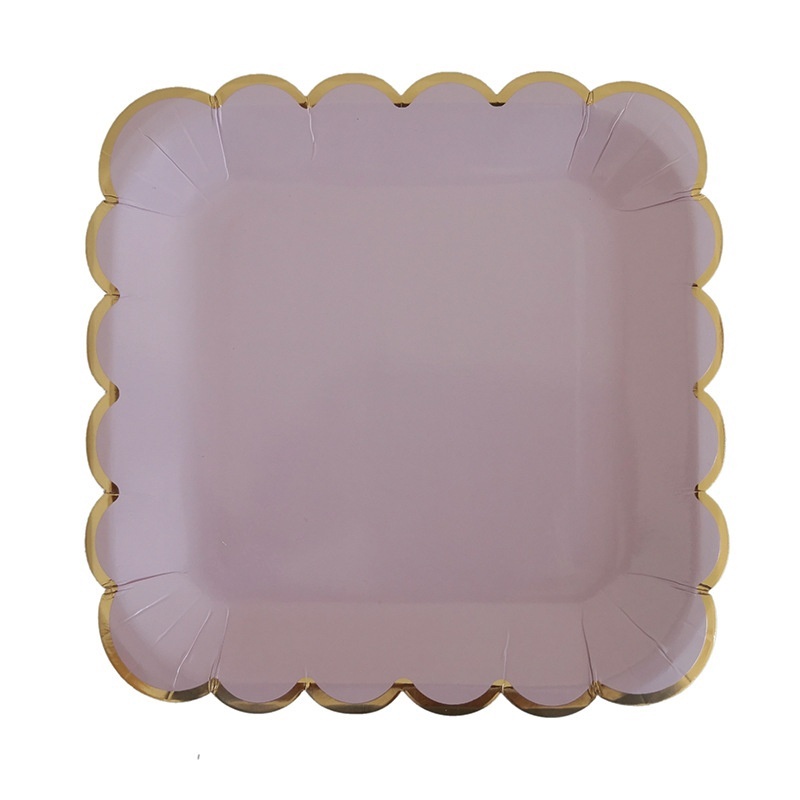 40pcs/set Purple Bronzing Paper Plate Cup Napkin Disposable Tableware