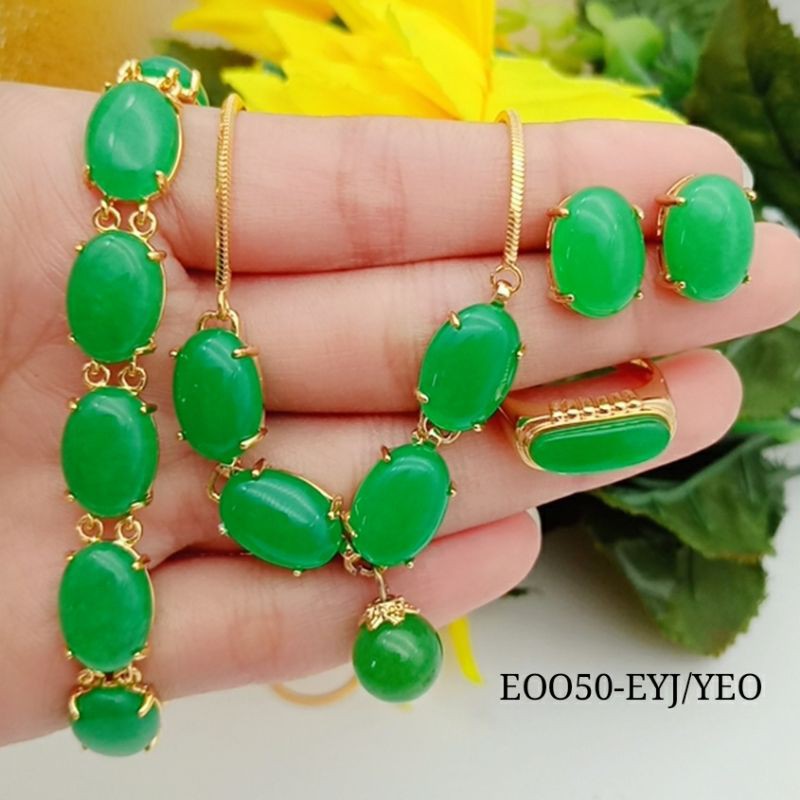 xuping set perhiasan wanita lapis emas awet permata giok asli impor