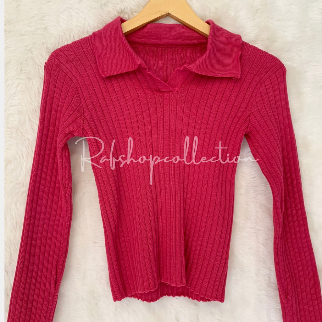 ALENA LONG SLEEVE POLO ATASAN WANITA/Atasan Rajut