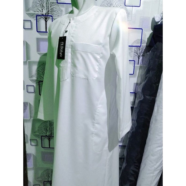 Gamis Oblong Pria Dewasa Jubah Oman Baju Muslim Putih Bahan Katun Dobi Ukuran S M L XL